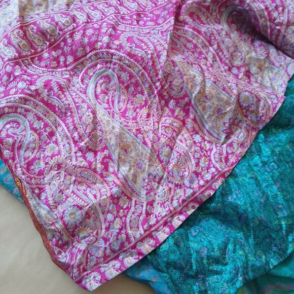 Kariza OSFM 100% Silk Wrap Maxi Skirt Reversible Boho Festival Hippie - Picture 6 of 7